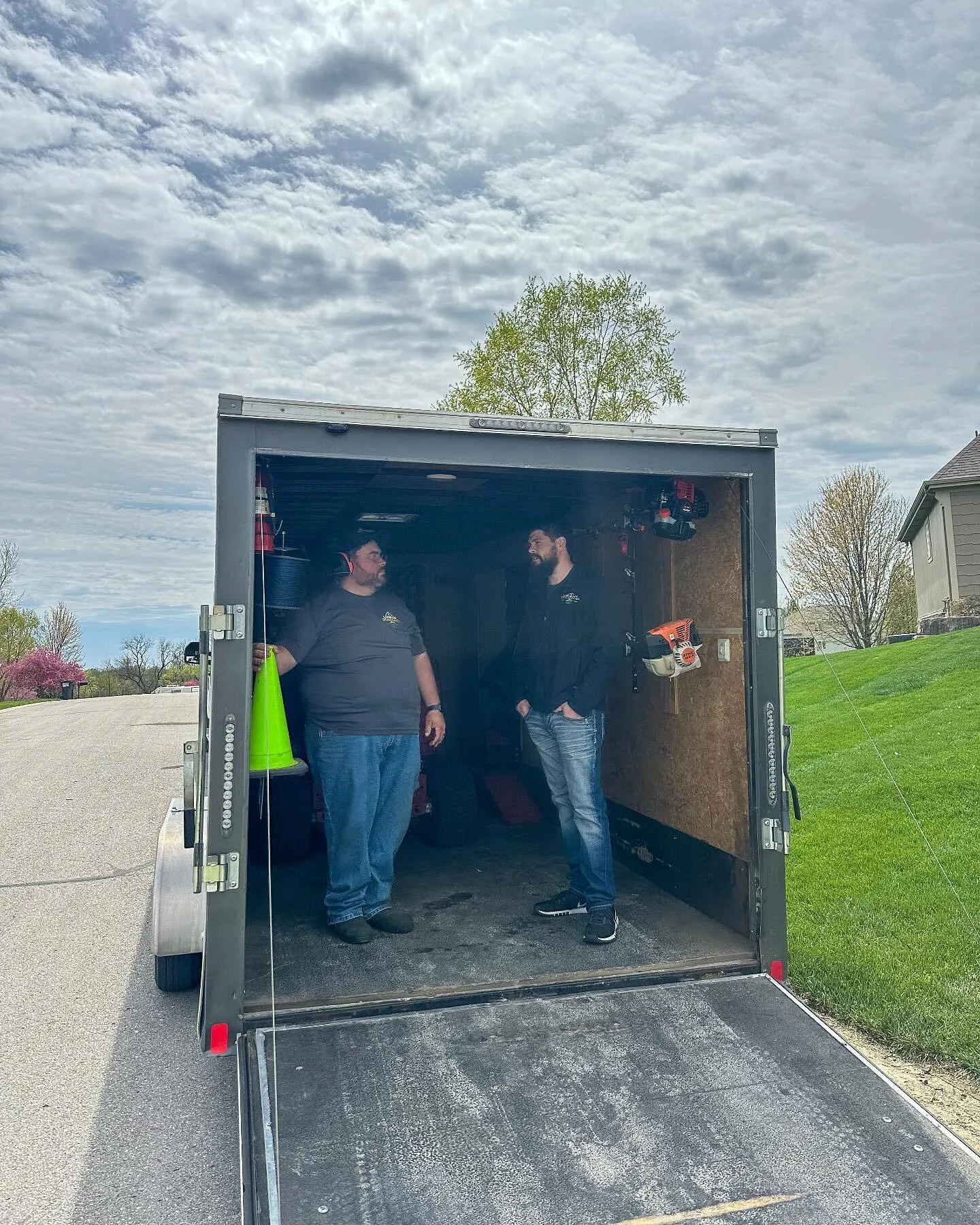 Urban Diamond equipment trailer loaded for lawn care service